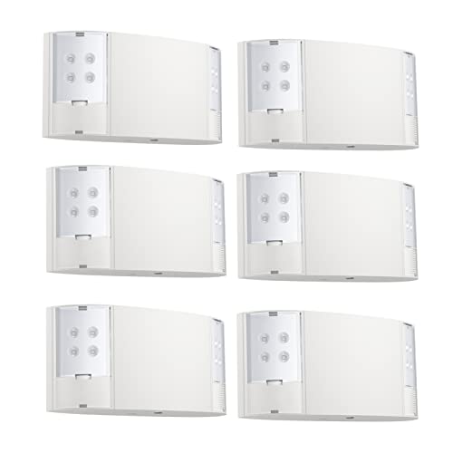 Spectsun 6 Pack LED Emergency Lighting with Battery Backup - Two Square Heads White Commercial Emergency Lights -UL Listed-AC 120/277V-Hardwired Emergency Exit Light Fixtures for Business/Home