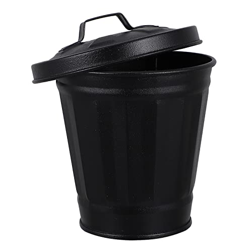 POPETPOP Small Trash Can, Mini Wastebasket with Lid Desk Organizer Storage Bin Pen Holder Desktop Trash Bin Storage Box