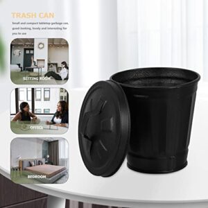 POPETPOP Small Trash Can, Mini Wastebasket with Lid Desk Organizer Storage Bin Pen Holder Desktop Trash Bin Storage Box