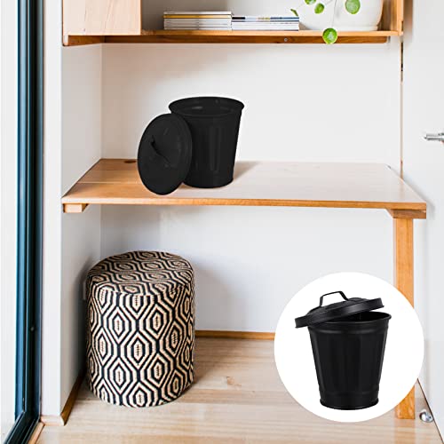 POPETPOP Small Trash Can, Mini Wastebasket with Lid Desk Organizer Storage Bin Pen Holder Desktop Trash Bin Storage Box
