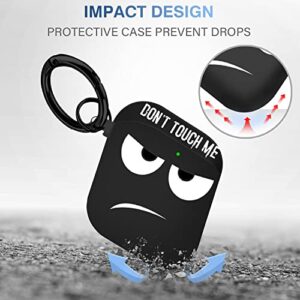 Youtec for Airpods Case, Don't Touch Me for Airpods Cover with Keychain/Lanyard Soft Cute Shockproof Cover for Women Men Compatible with for Airpods 2/1 Charging Case -Black