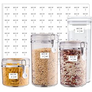 prefdo 180 expiration date labels, waterproof use by food date labels best by pantry labels freezer refrigerator labels with write-in area for spice jars, food storage, food contianers(white)