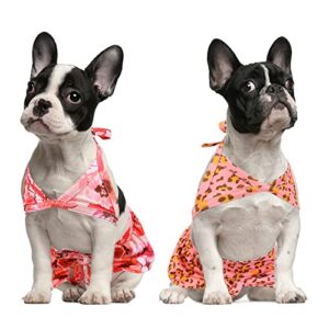 2-pack dog bikini swimsuit，puppy summer beach dress doggie swimwear, rainbow/mermaid/floral/leopard dog bathing suit for small dogs girl, pet clothes cat costumes swimming-dress