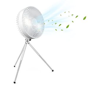 Maelifu Camping Fan with LED Light 3 Speeds, 6.5inch Flexible Tripod Rechargeable Outdoor Fan Portable, Tent Fans for Camping Outdoor Bedroom Table Picnic Barbecue Travel (White)