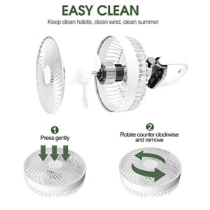 Maelifu Camping Fan with LED Light 3 Speeds, 6.5inch Flexible Tripod Rechargeable Outdoor Fan Portable, Tent Fans for Camping Outdoor Bedroom Table Picnic Barbecue Travel (White)