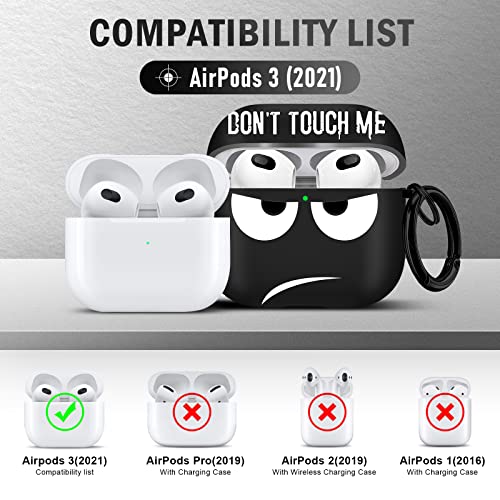 Youtec for Airpods 3 Case 2021, Don't Touch Me for Airpods Cover with Keychain/Lanyard Soft Cute Shockproof Cover for Women Men Compatible with for Airpods 3 Charging Case -Black
