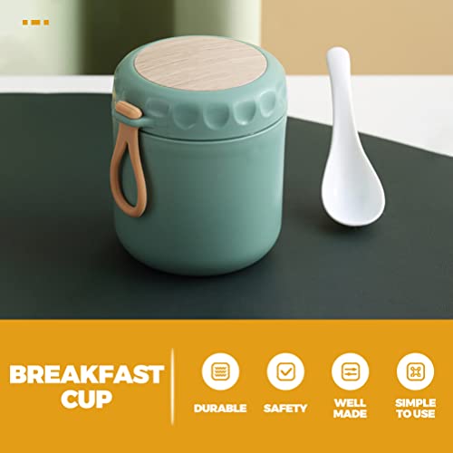 Containers with Lids Breakfast Cup Soup Cup with Lid Portable Leakproof Insulated Food Jar Lunch Container Vacuum Soup Flask for Hot Food ( Green ) Cereal Cup Travel Container