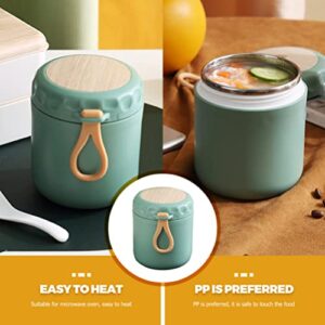 Containers with Lids Breakfast Cup Soup Cup with Lid Portable Leakproof Insulated Food Jar Lunch Container Vacuum Soup Flask for Hot Food ( Green ) Cereal Cup Travel Container