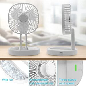 Foldaway Desk Fan,Portable Rotation Fan 7 Inch Height Adjustable Table Fan Rechargeable Fan Ultra Lightweight Portable Fan with 3 Speed & for Outdoor Camping Travel, Home, Office, Kitchen