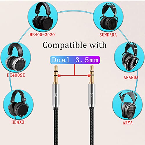 FAAEAL HE4XX Audio Replacement Cable,Compatible with Hifiman SUNDARA Ananda HE-350 HE1000 HE-400i(New Edition) HE560, 2.5mm 3.5mm 4.4mm 6.35mm 4PIN-XLR to Dual 3.5mm(4PIN-XLR)