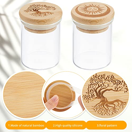 2 Packs Glass Storage Jar with Decorative Airtight Bamboo Lid Multi Use Container Glass Jar Set Kitchen Canisters Food Cereal Storage for Candy Cookie Coffee Tea, 1/8 oz