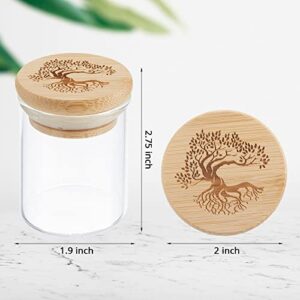 2 Packs Glass Storage Jar with Decorative Airtight Bamboo Lid Multi Use Container Glass Jar Set Kitchen Canisters Food Cereal Storage for Candy Cookie Coffee Tea, 1/8 oz