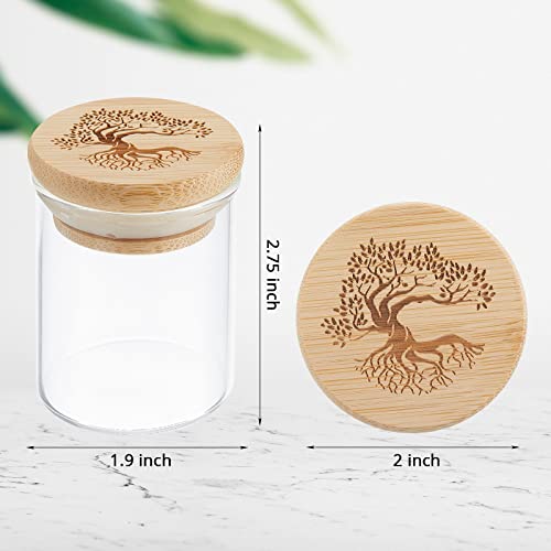 2 Packs Glass Storage Jar with Decorative Airtight Bamboo Lid Multi Use Container Glass Jar Set Kitchen Canisters Food Cereal Storage for Candy Cookie Coffee Tea, 1/8 oz