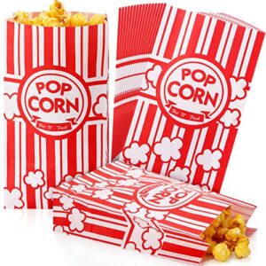 movie night paper popcorn bags 2 oz flat bottom popcorn boxes red and white popcorn container disposable popcorn sleeve large popcorn bucket for retro movie themed party carnival supplies(200 pieces)