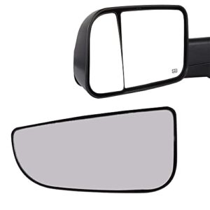 kyyet driver left side lower mirror glass replacement for 2010-2020 dodge ram 1500 2500 3500 4500 5500 side view convex towing mirrors with back holder, replace 68067731aa