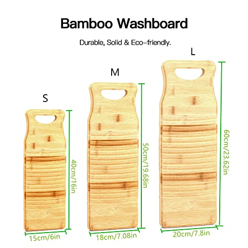 awagas 23.6"x7.1" Large Bamboo Washboard, Hand Washing Board, Laundry Washboard for Hand Washing Clothes, Clothes Wash Boards-old Fashioned Hand Wash Board for Shirts Clean Home Laundry Supplies-(L)