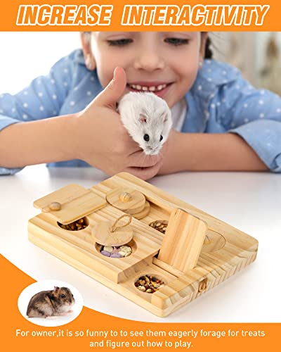 MWAOWM Guinea Pig Foraging Toys, 6 in 1 Hamsters Wooden Interactive Enrichment Toys, Treat Dispenser for Small Animal Funny Toys, for Rabbits, Bunny, Chinchillas, Rats and Gerbils