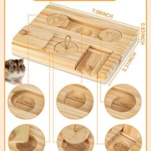 MWAOWM Guinea Pig Foraging Toys, 6 in 1 Hamsters Wooden Interactive Enrichment Toys, Treat Dispenser for Small Animal Funny Toys, for Rabbits, Bunny, Chinchillas, Rats and Gerbils