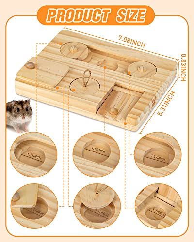 MWAOWM Guinea Pig Foraging Toys, 6 in 1 Hamsters Wooden Interactive Enrichment Toys, Treat Dispenser for Small Animal Funny Toys, for Rabbits, Bunny, Chinchillas, Rats and Gerbils