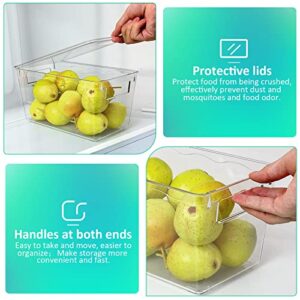 KAMOTA Plastic Storage Organizer Basket Bin with Handles and Lids for Bathroom, Pantry, Kitchen Cabinet, Fridge, Closet, Bedroom, Office and Home Organization - 8 pack - Clear