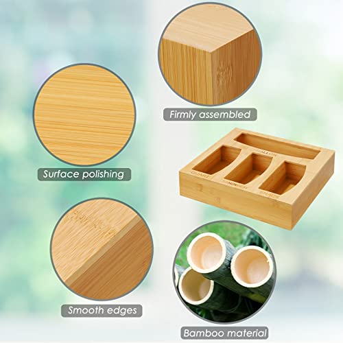 Yiketary Ziplock Bag Storage Organizer for Drawer, Bamboo Kitchen Food Storage Bag, Bamboo Baggie Holder For Gallon, Quart Snack and Sandwich Bag, Bamboo Organizer Compatible With Ziploc