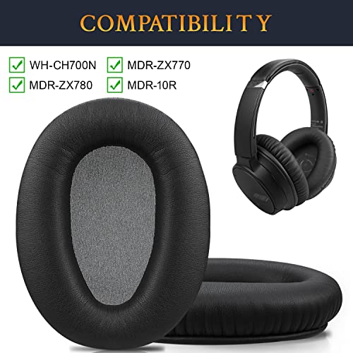 SOULWIT Replacement Ear Pads Cushions for Sony WH-CH700N (WHCH700N) & MDR-ZX780 (ZX780DC)/MDR-ZX770 (ZX770BN ZX770BT), Earpads for MDR-10R (10RNC 10RBT) Over-Ear Headphones (Black)