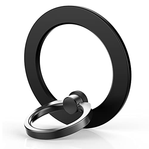 Doubin Magnetic Phone Ring Holder Compatible with Magsafe for iPhone 12 13 14 Pro/Max/Mini Adjustable Finger Ring Grip and Stand, Removable and Wireless Charging Compatible- Black