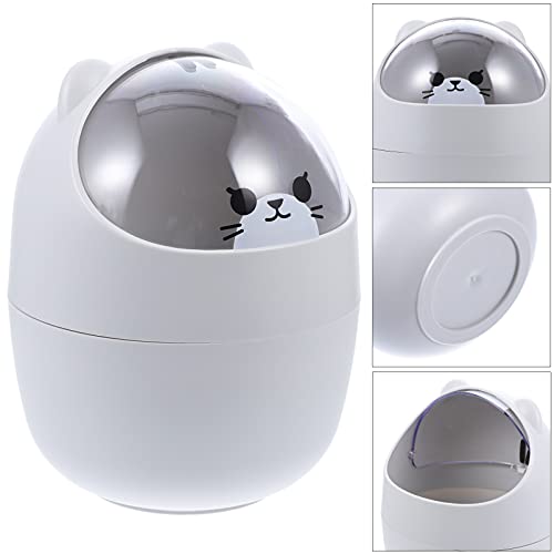 LIFKOME Cute Mini Desktop Trash Can Mini Trash Can with Lid Desktops Cartoon Animals Waste Bin Cute Bear Shape Small Garbage Can Large Capacity Cartoon Wastebasket for Home Kitchen Office