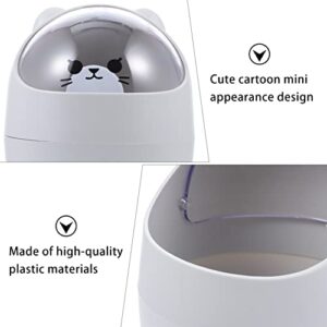 LIFKOME Cute Mini Desktop Trash Can Mini Trash Can with Lid Desktops Cartoon Animals Waste Bin Cute Bear Shape Small Garbage Can Large Capacity Cartoon Wastebasket for Home Kitchen Office