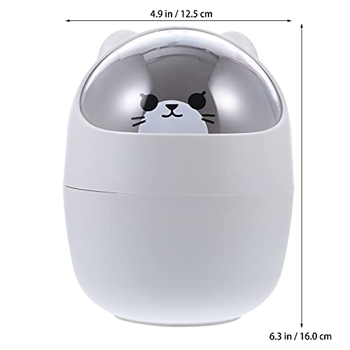 LIFKOME Cute Mini Desktop Trash Can Mini Trash Can with Lid Desktops Cartoon Animals Waste Bin Cute Bear Shape Small Garbage Can Large Capacity Cartoon Wastebasket for Home Kitchen Office