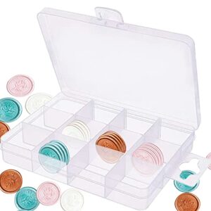 Keismodye Plastic Organizer Container Box for Wax Seal Stamps, 12 Grids with Adjustable Dividers for Beads Art DIY Crafts, Snaps, Stamps Or Pencils (1 Pack)