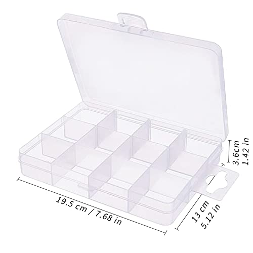 Keismodye Plastic Organizer Container Box for Wax Seal Stamps, 12 Grids with Adjustable Dividers for Beads Art DIY Crafts, Snaps, Stamps Or Pencils (1 Pack)