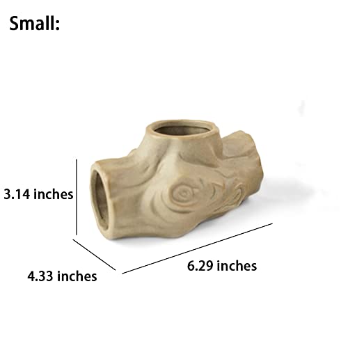 Hamster Ceramic Channel Tree Stump Shape Hamster Pipe House Natural Wind Cage Pet Landscaping Tunnel - S/L