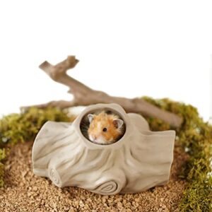 Hamster Ceramic Channel Tree Stump Shape Hamster Pipe House Natural Wind Cage Pet Landscaping Tunnel - S/L