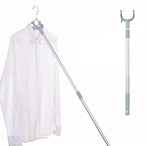 LIFKOME Retractable Clothes Pole Telescoping Long Reach Sticks 60-102cm Adjustable Clothesline Pole with Hook Clothes Drying Fork Clothes Hook Pole for Closet Household Balcony Use