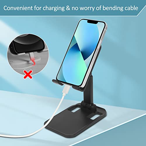 ZenTiky Cell Phone Stand, Angle Height Adjustable Phone Holder Stand, Foldable Phone Charger Stand,Portable Phone Stand Holder for 4’’-12.9'' iPhone 13,iPad,Tablet, Kindle, Samsung, and More, Black