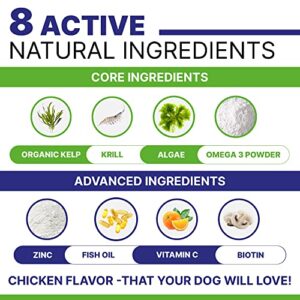 Omega 3 for Dogs - for Dry Itchy Skin - Fish Oil Chews - Skin & Coat Supplement - Itch Relief, Allergy, Anti Shedding, Hot Spots Treatment - w/EPA & DHA - Vitamins - Made in USA - 120 Treats