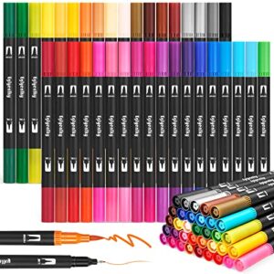 eglyenlky colored markers for adult coloring, coloring pen, dual tip brush pens with brush and fine tip for adult teen kids coloring journaling taking bullet lettering drawing (36 colors set)