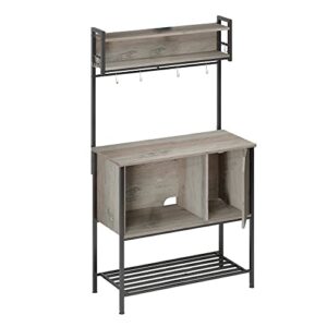 bestier modern 1 cabinet multifunctional storage hutch with 8 adjustable hanging metal hooks and angled magnetic cabinet door, 60 inches tall, gray