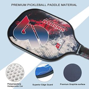 SINSHAM Pickleball Paddles,Pickleball Paddles Set of 2,Graphite Surface,Polypropylene Honeycomb Core,Cushion Grip,Lightweight Pickleball,1 Portable Drawstring Bag,2 Balls,2 Replacement Soft Grips