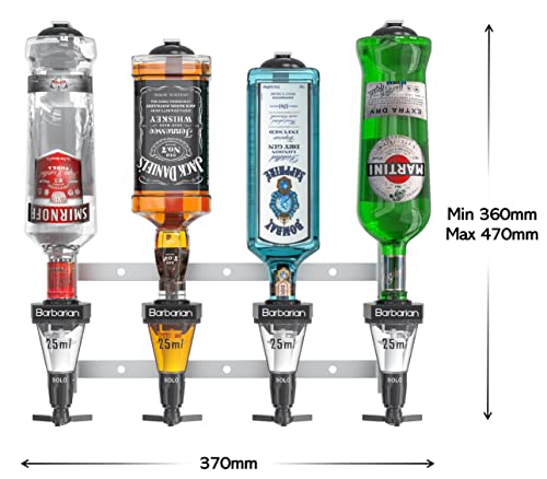 Barbarian Liquor Dispenser For Home Bar 3/4/6 Bottle Wall Mounted - Bar Butler Shot Measure Bracket Alcohol Wine Upside Down Drink Jigger Optics Man cave