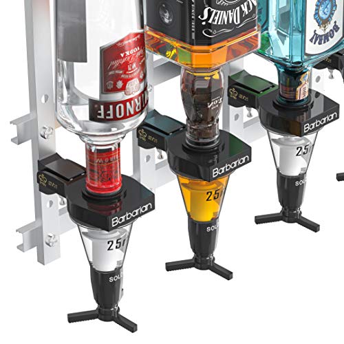 Barbarian Liquor Dispenser For Home Bar 3/4/6 Bottle Wall Mounted - Bar Butler Shot Measure Bracket Alcohol Wine Upside Down Drink Jigger Optics Man cave