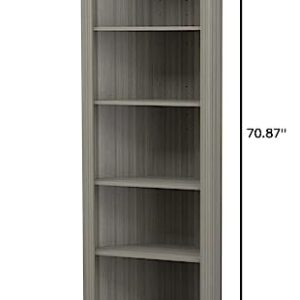 Inval 71" 5-Shelf Corner Bookcase, Gray Smoke Oak