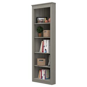 Inval 71" 5-Shelf Corner Bookcase, Gray Smoke Oak