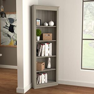 Inval 71" 5-Shelf Corner Bookcase, Gray Smoke Oak