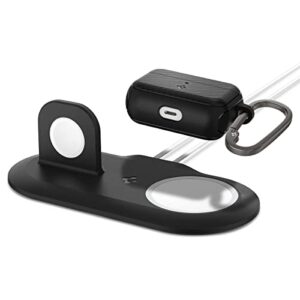 spigen mag armor airpods pro magsafe compatible case and mag fit duo stand pad - black