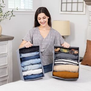 ZMVM – 2pk Closet Organizers and Storage – Foldable Clothes Organizer –Wardrobe Clothes Organizer with PP Board – Washable Clothes Organizer for Folded Clothes – 7 Grid Medium Pants Organizer (2pcs)