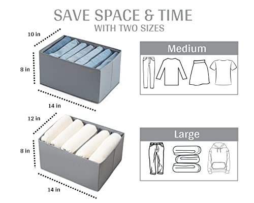 ZMVM – 2pk Closet Organizers and Storage – Foldable Clothes Organizer –Wardrobe Clothes Organizer with PP Board – Washable Clothes Organizer for Folded Clothes – 7 Grid Medium Pants Organizer (2pcs)