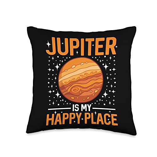 Awesome Jupiter Planet Outfits Happy Place-Jupiter Planet Space Throw Pillow, 16x16, Multicolor