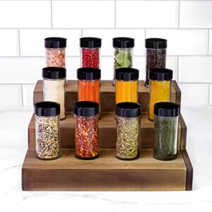 Tafts ROUND Glass Spice Jars & Bottles l 33% Thicker - 12 Pcs Glass Spice - 3 oz or 4oz Empty Glass Spice Seasoning Containers l Shaker Lids and Airtight Caps l Aluminum Finish (Round, Black)